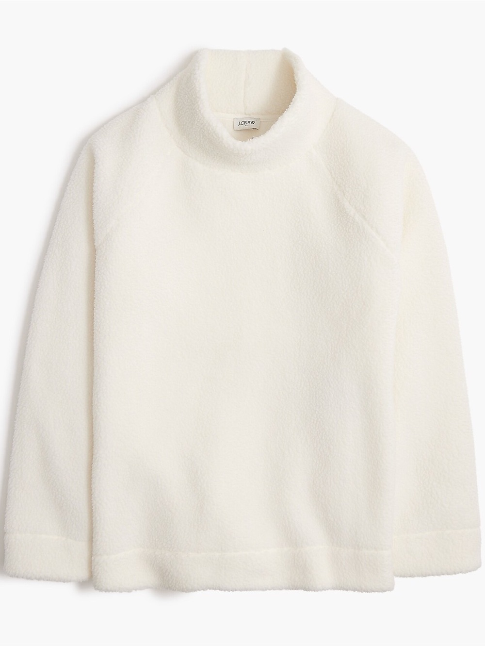 J.Crew Ivory Cream Sherpa Fleece Mockneck Pullover Cozy Girl Soft Size S